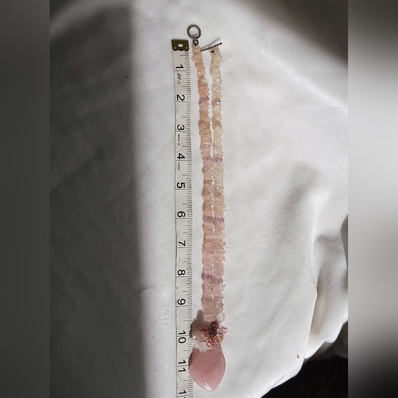 Rose Quartz Large Pendant Stone Crystal Beaded Necklace - Picture 8 of 8